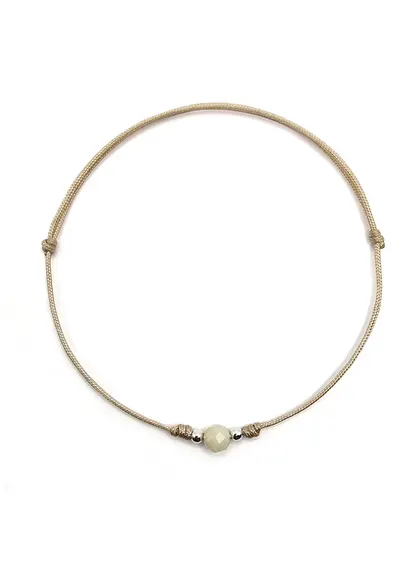 Bratara handmade - din argint 925 - ajustabila - cu piatra semipretioasa si snur de matase - 1 x bratara opal