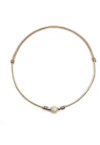 Bratara handmade - din argint 925 - ajustabila - cu piatra semipretioasa si snur de matase - 1 x bratara opal