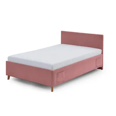 Pat pentru copii roz tapițat cu spațiu de depozitare cu somieră 120x200 cm Cool – Meise Möbel