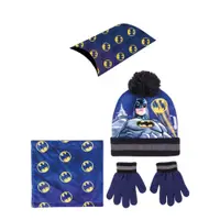 Set pentru copii, cu căciulă, mănuși, guler și cutie cadou, Batman, Cerda