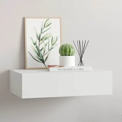 vidaXL Raft de perete cu sertar, alb, 40x23,5x10 cm, MDF