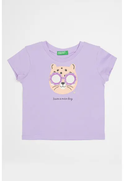 Tricou cu aplicatii stralucitoare - Portocaliu/Lila