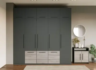 Dulap Inalt 2.5m Gri Noce