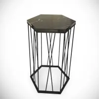 Masuta de cafea CETRUS, marmura + negru, 40x35x62 cm