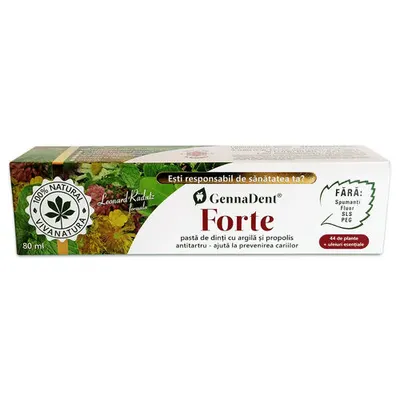 Gennadent Forte Pastă de Dinți cu Argilă și Propolis, 80ml | Vivanatura