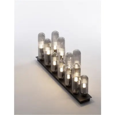 Plafoniera GUSTAVE Deschis Fumuriu Gri Sticla & Mat Negru LED G9 12x5 Wat 230 Volt IP20 Fara bec