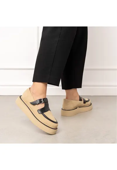 Pantofi din piele intoarsa Celine - Negru/Bej