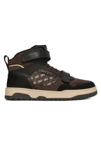 Pantofi sport copii - piele nabuc - velcro - maro