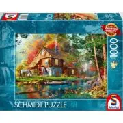 Puzzle 1000 piese, Moara de apa in toamna, Schmidt