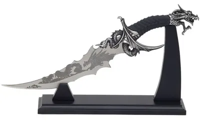 Dagger Haller - Dragon, negru, cu suport din lemn