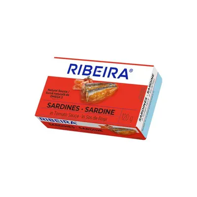 Sardine în sos de roșii Ribeira – 125 g | Sursă naturală de Omega 3 și proteine Engros