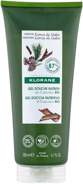 Klorane Cupuacu Gel de duș hidratant, cu scoarță de cedru, 200 ml