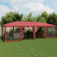 Gossi cort de petrecere cu 12 pereti din plasa, rosu, 8x4 m, hdpe