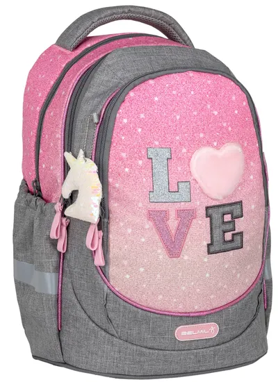 Ghiozdan cu fund dur Belmil Leisure Plus - In Love Fashion Gray