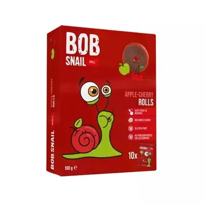 Bob Snail rulou fructe mere și cireșe 100g, natural, fără zahăr adăugat, vegan, fără gluten Engros
