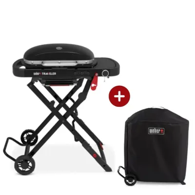Starter Pack - Gratar pe gaz Weber Traveler compact Negru