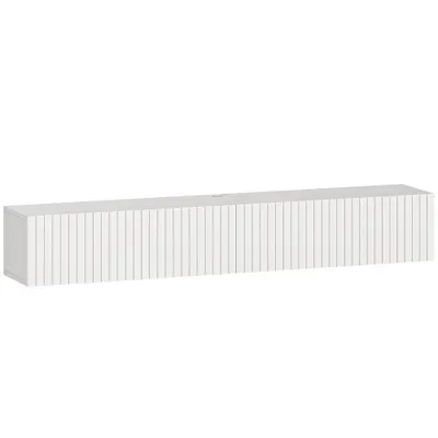 HOMCOM Dulap TV suspendat 140cm, mobilier TV pentru televizoare până la 183 cm, 2 uși rabatabile, 140x25x22cm, alb | Aosom Romania