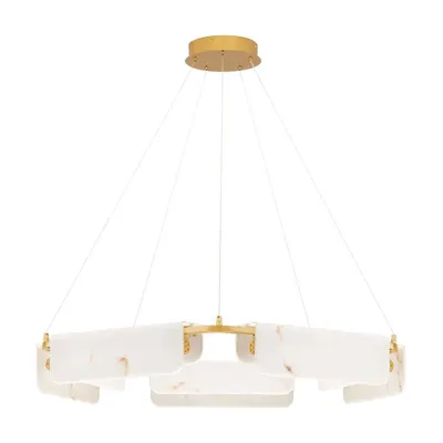 Lustră crem/alămie LED cu intensitate reglabilă cu aspect de marmură ø 93 cm Aider – Nova Luce