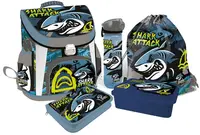 Set școlar Lizzy Card Shark Attack - Rucsac, penar, geantă sport, sticlă și cutie pentru mâncare