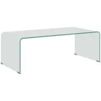 HOMCOM Măsuța de Cafea Monobloc Modernă pentru Living cu Picioare Antiderapante, Măsuță de Cafea din Sticlă Securizată, 100x50x35 cm, Transparentă