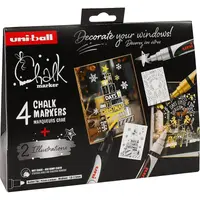 Set 4 markere cu creta varf rotund 1.8-2.5mm, Uni-Ball Chalk Scandinavian
