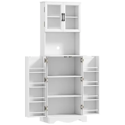 HOMCOM Bufet înalt bucătărie dulap de bucătărie 4 uși 8 suporturi condimente blat raft reglabil 60x39,5x179,6cm alb | Aosom Romania