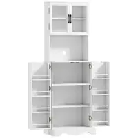 HOMCOM Bufet înalt bucătărie dulap de bucătărie 4 uși 8 suporturi condimente blat raft reglabil 60x39,5x179,6cm alb | Aosom Romania