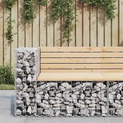 vidaXL Bancă de grădină design gabion, 92x71x65,5cm, lemn masiv de pin