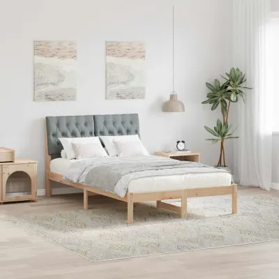 vidaXL Cadru de pat cu tăblie tapițată cu headboard Maro 120 x 190 cm