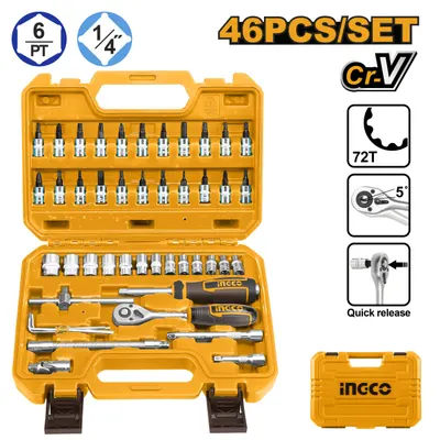 Trusa Tubulare 46buc 1/4" INGCO HKTS14462