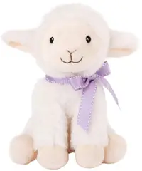Jucărie de pluș Amek Toys - Oaia, cu o panglică mov, 19 cm