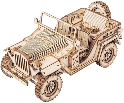 Puzzle 3D din lemn Robo Time din 369 de piese - Vehicul militar de camp