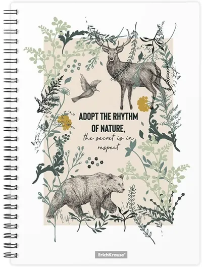Caiet Erich Krause Natural Life - A5, 80 de coli, spirală, pătrate mici
