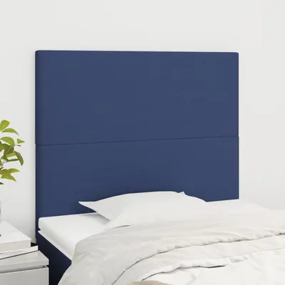 vidaXL Tăblie de pat albastră 100x5x118/128 cm, material textil