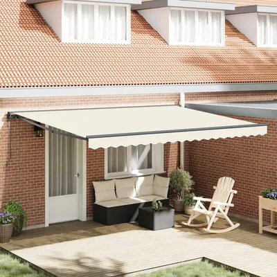 vidaXL Cadru de copertină Crem 450 × 300 cm Poliester cu Acoperire PU
