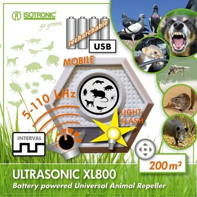 Aparat mobil anti pasari, caini, soareci, sobolani, jderi, vulpi, iepuri Isotronic XL800-62500