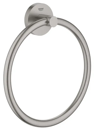 Inel prosop Grohe, Essentials Towel Ring, 180 mm, fixare ascunsa, super steel, crom mat