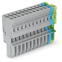 1-conductor female plug; 4 mm²; 12-pole; 4,00 mm²; gray, blue, green-yellow