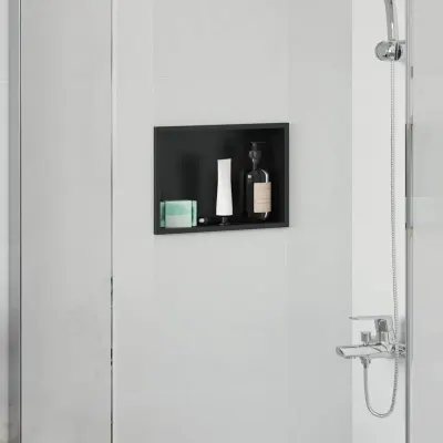 vidaXL Nisă de Duș Negru 30 x 20 x 9,5 cm Oţel inoxidabil