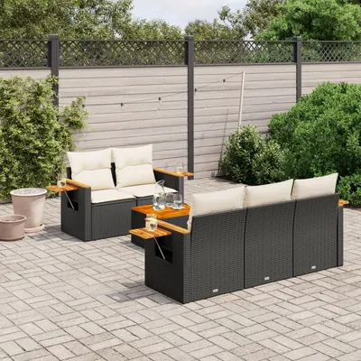 Gossi set mobilier de gradina cu perne, 6 piese, negru, poliratan