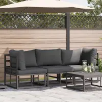 vidaXL 3 buc. Mobilier pentru Exterior Metal Negru și antracit