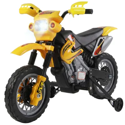 Moto Cross Electric pentru Copii HOMCOM cu Role, Galben | Aosom Romania