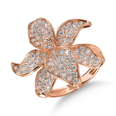 Inel floral din aur roz cu diamante de 1.29ct