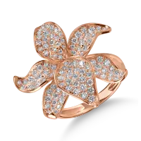 Inel floral din aur roz cu diamante de 1.29ct