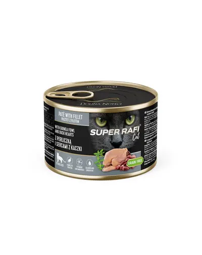 SUPER RAFI Cat cu bibilică și inimi de rață 185 g pentru pisici sterilizate