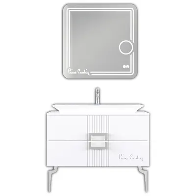 Set mobilier baie Pierre Cardin Vega 3 piese alb-argintiu 100 cm