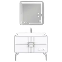 Set mobilier baie Pierre Cardin Vega 3 piese alb-argintiu 100 cm