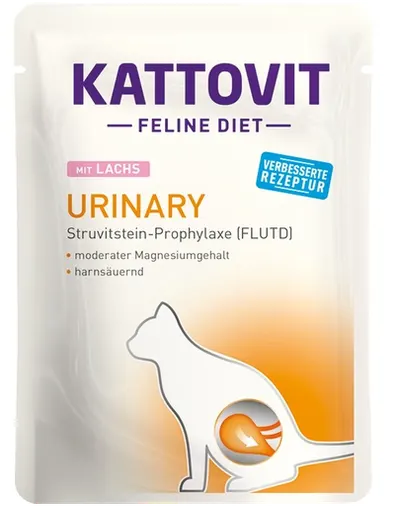 KATTOVIT Feline Diet Urinary hrana umeda dietetica pentru pisici in prevenirea pietrelor struvit, cu somon 85 g
