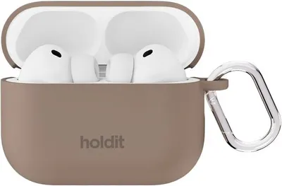 Husă pentru căști Holdit - Silicon, AirPods Pro 3, maro
