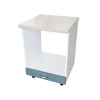 Corp pentru cuptor incorporabil cu sertar, Zebra, Alb/MDF Albastru cu blat travertin, 60 x 85 x 60 cm